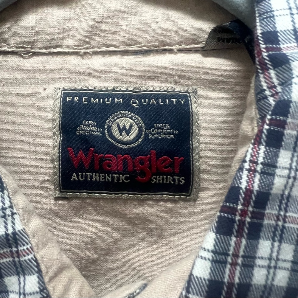 Wrangler Plaid Cotton Shirt Men’s S Blue White Maroon Long Sleeve - Picture 2 of 11